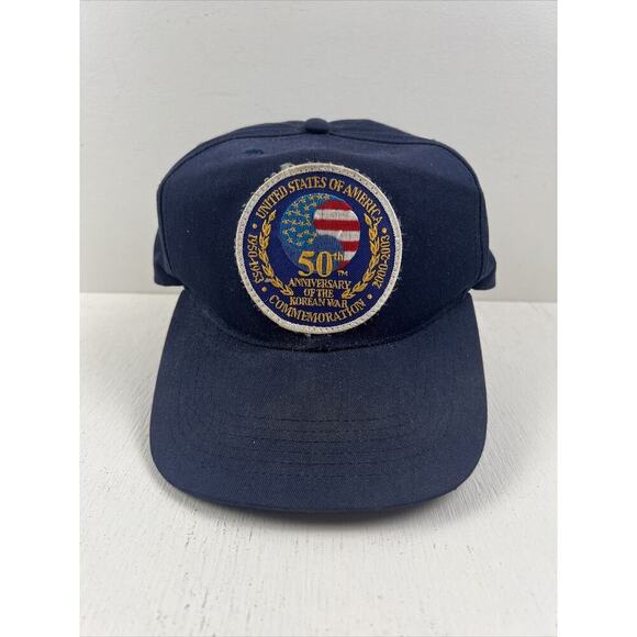 Unbranded Other - 50th ANNIVERSARY OF THE KOREAN‎ WAR Navy Blue Snapback Hat MADE IN USA
